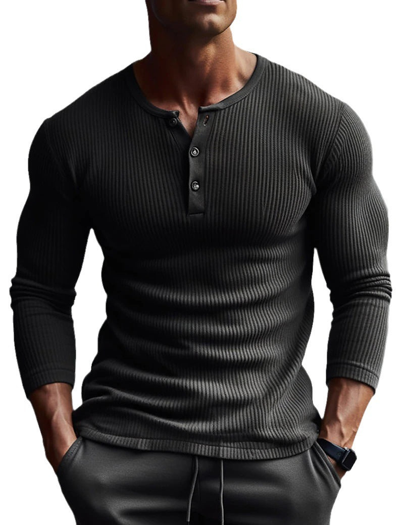 FlexFit Ribbed Henley Long Sleeve