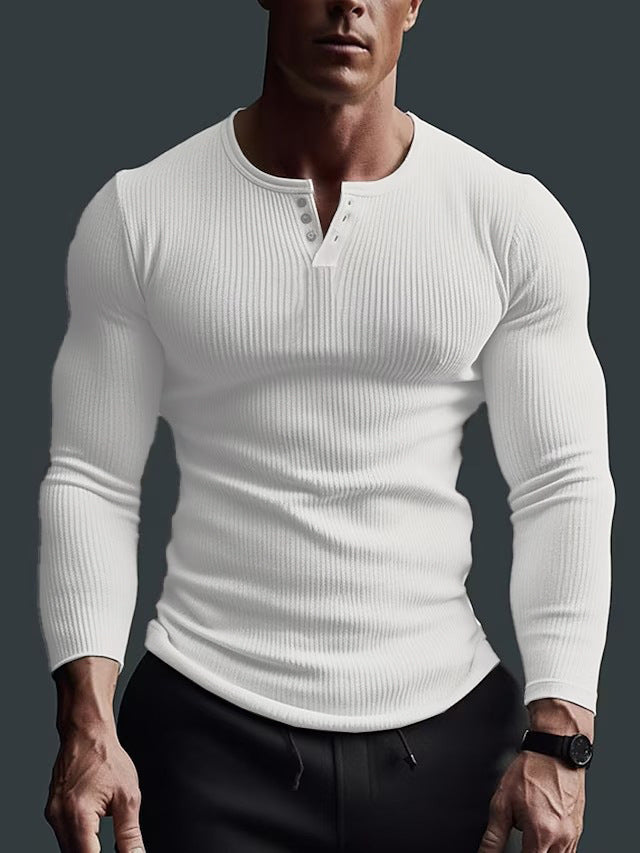 FlexFit Ribbed Henley Long Sleeve