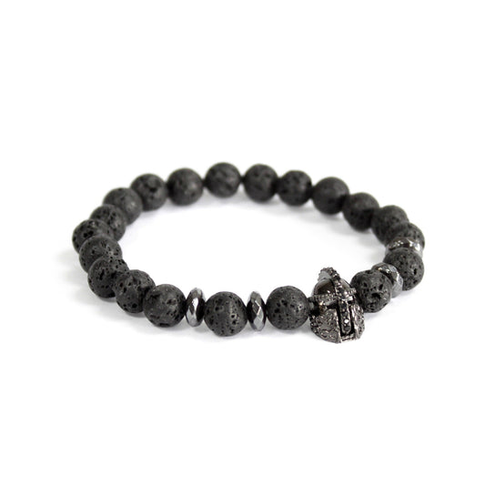 Bracelet Lava Stone with Knight´s Helmet